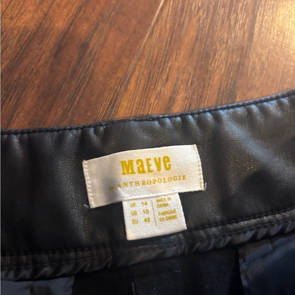 Anthropologie Black The Rylan Faux Leather Relaxed High-Rise Flare Pant Size 10 - Picture 6 of 7